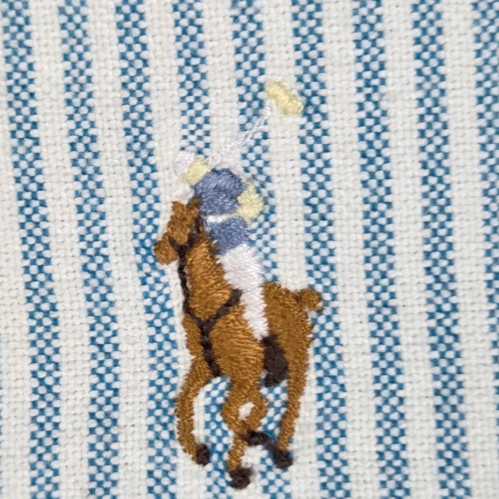 Ralph Lauren Button Down Shirt Boys S Striped Long Sleeve Oxford Flesh Pony